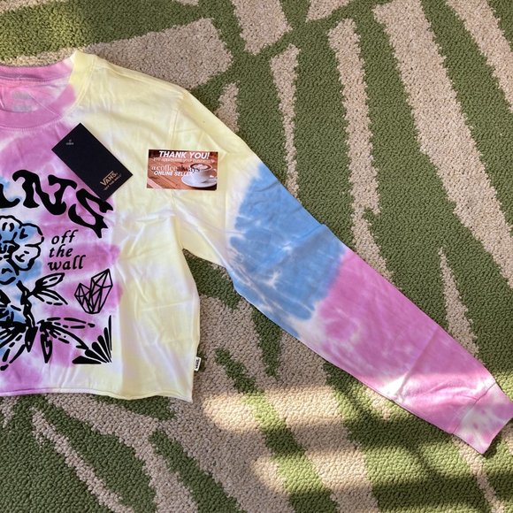 Vans Off The Wall Tie-Dye Crop Long Sleeve T-Shirt Women's NWT - Picture 9 of 11